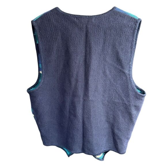 Vtg 80s 90s Architect Sweater Vest Hong Kong M EclecticGrandpa Blue Stripes - Picture 5 of 6